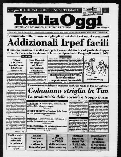 Italia oggi : quotidiano di economia finanza e politica